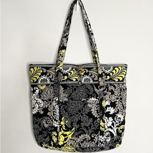 Vera Bradley Black, Gray & Yellow Quilted Floral Tote